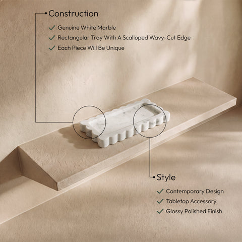 Olive White Genuine Marble Tray, 1 Piece
