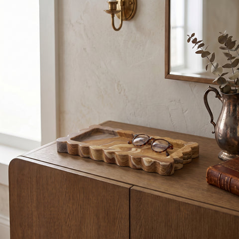 Olive Rainbow Genuine Marble Tray, 1 Piece