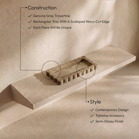 Olive Grey Genuine Marble Tray, 1 Piece