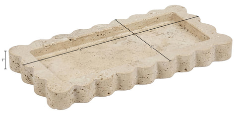 Olive Beige Genuine Marble Tray, 1 Piece