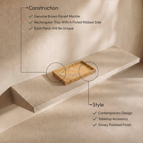 Jessa Brown Genuine Marble Tray, 1 Piece