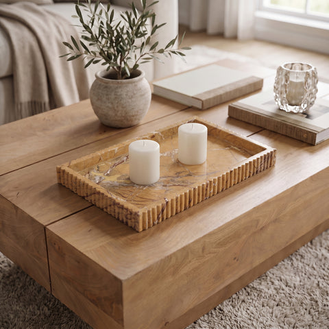 Jessa Brown Genuine Marble Tray, 1 Piece