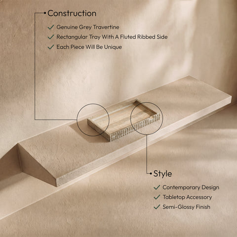 Jessa Grey Genuine Marble Tray, 1 Piece