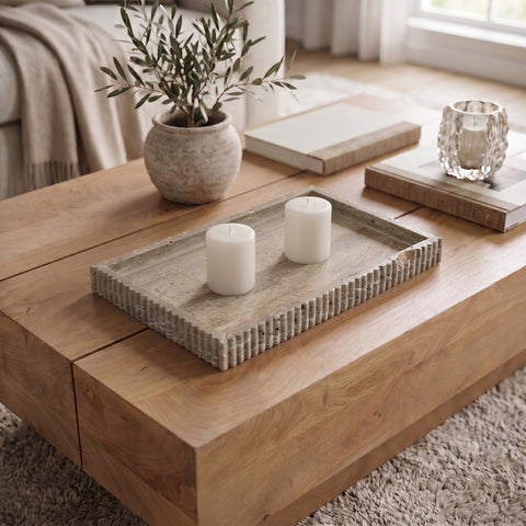 Jessa Grey Genuine Marble Tray, 1 Piece