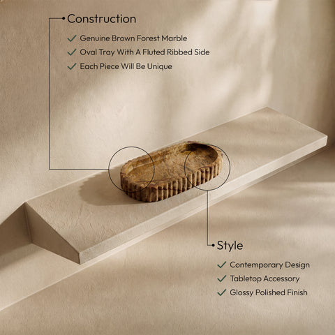 Nova Brown Genuine Marble Tray, 1 Piece