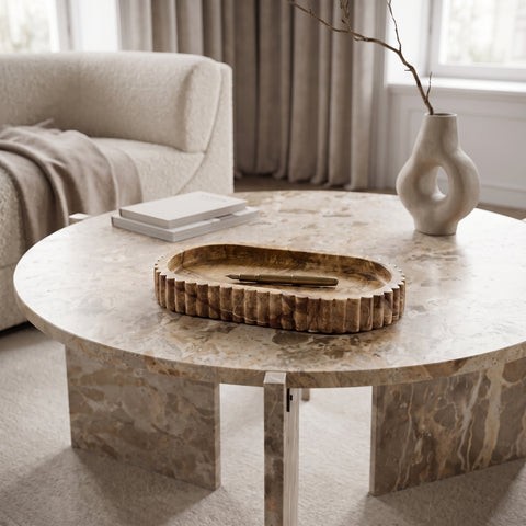 Nova Brown Genuine Marble Tray, 1 Piece