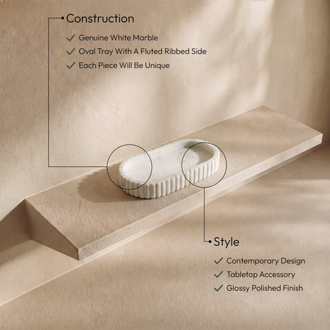 Nova White Genuine Marble Tray, 1 Piece