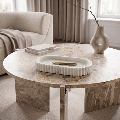 Nova White Genuine Marble Tray, 1 Piece