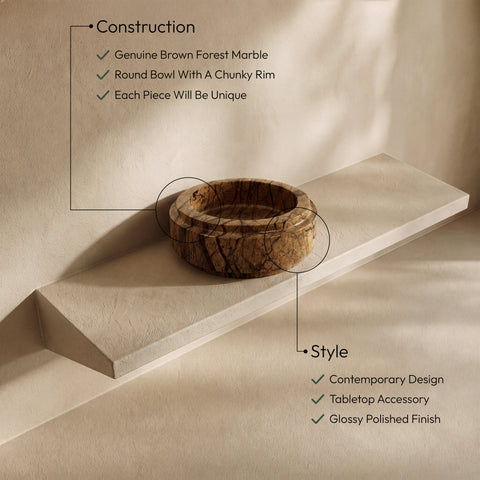 Waverly Brown Genuine Marble Bowl, 1 Piece