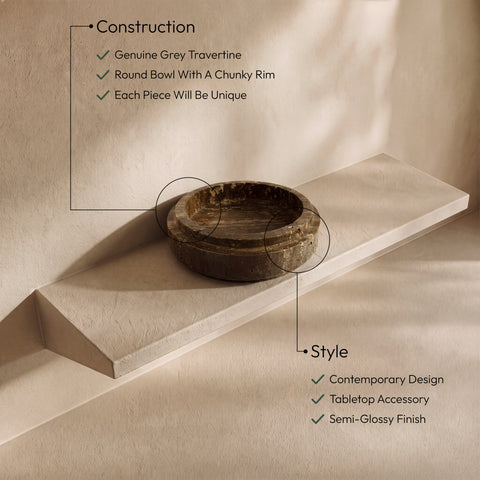 Waverly Grey Travertine Bowl, 1 Piece