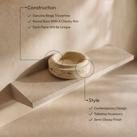 Waverly Beige Travertine Bowl, 1 Piece