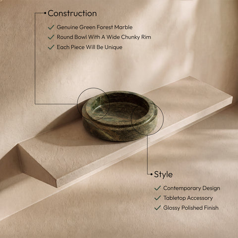 Waverly Green Genuine Marble Bowl, 1 Piece (Style 2)