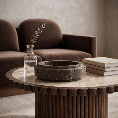 Waverly Grey Travertine Bowl, 1 Piece (Style 2)