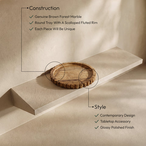 Harlow Brown Genuine Marble Tray, 1 Piece