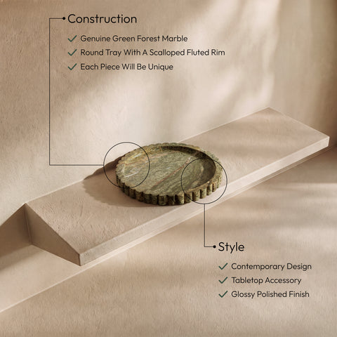 Harlow Green Genuine Marble Tray, 1 Piece