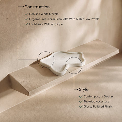 Florence White Genuine Marble Tray, 1 Piece