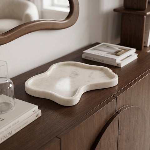 Florence White Genuine Marble Tray, 1 Piece