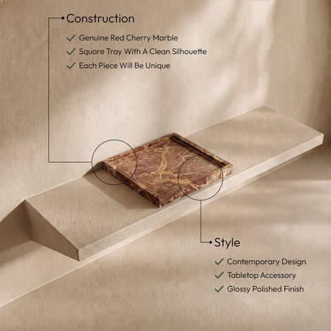 Monroe Cherry Genuine Marble Tray, 1 Piece