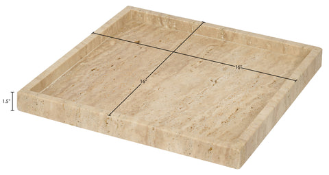 Monroe Beige Genuine Marble Tray, 1 Piece (Style 3)