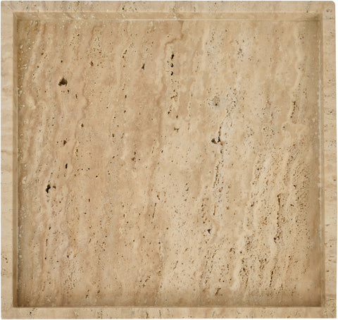 Monroe Beige Genuine Marble Tray, 1 Piece (Style 3)