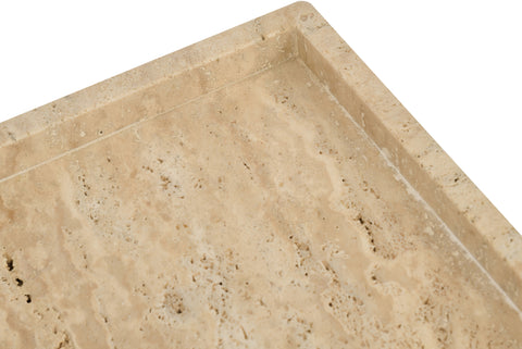 Monroe Beige Genuine Marble Tray, 1 Piece (Style 3)