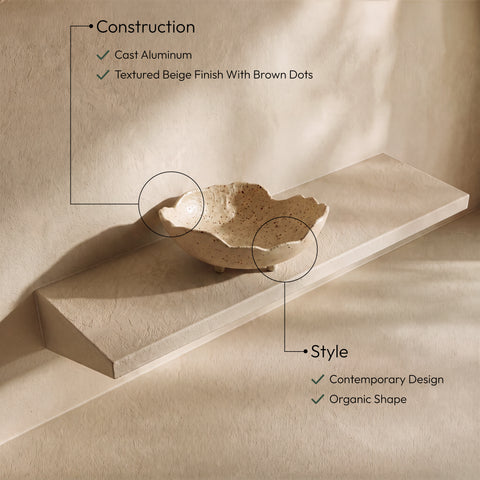 Camden Beige Aluminum Decorative Bowl, 1 Piece