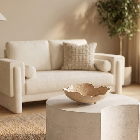 Camden Beige Aluminum Decorative Bowl, 1 Piece