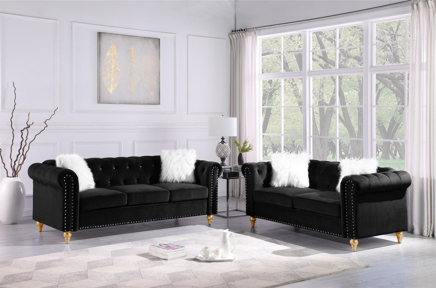 amelia black sofa & loveseat