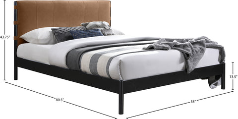 Harlow Cognac Vegan Leather Upholstered Full Bed, 1 Piece
