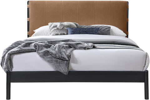 Harlow Cognac Vegan Leather Upholstered King Bed, 1 Piece