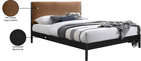 Harlow Cognac Vegan Leather Upholstered Queen Bed, 1 Piece