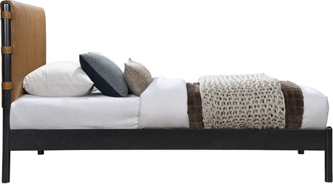 Harlow Cognac Vegan Leather Upholstered Twin Bed, 1 Piece