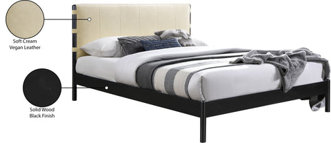 Harlow Cream Vegan Leather Upholstered Full Bed, 1 Piece