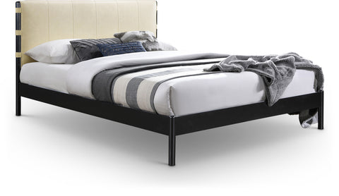 Harlow Cream Vegan Leather Upholstered Full Bed, 1 Piece