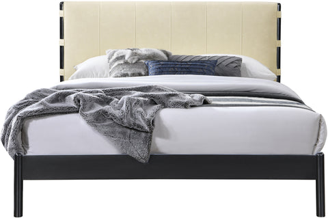 Harlow Cream Vegan Leather Upholstered Full Bed, 1 Piece