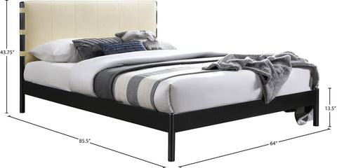 Harlow Cream Vegan Leather Upholstered Queen Bed, 1 Piece