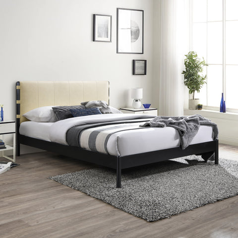 Harlow Cream Vegan Leather Upholstered Queen Bed, 1 Piece