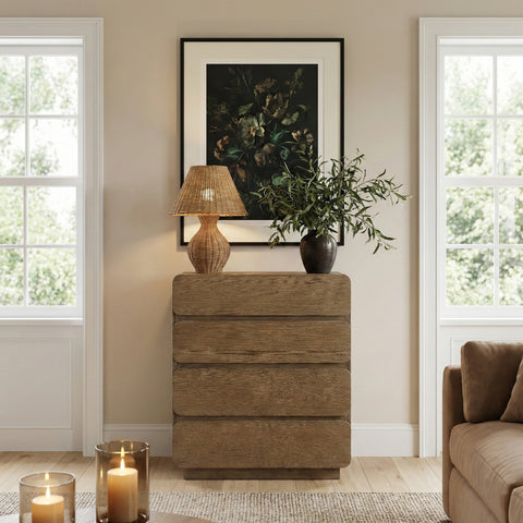 Tessa Brown Solid Wood And Oak Veneer Chest, 1 Piece