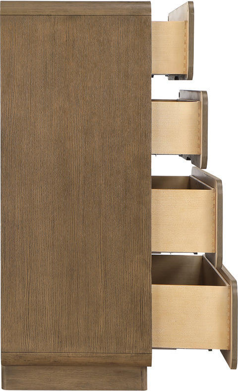 Tessa Brown Solid Wood And Oak Veneer Chest, 1 Piece