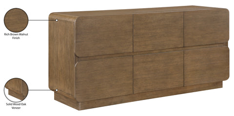 Tessa Brown Solid Wood And Oak Veneer Dresser, 1 Piece