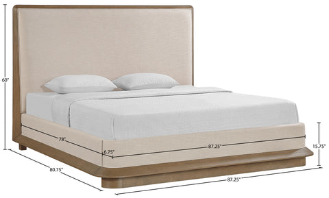 Tessa Brown Fabric Upholstered King Bed, 1 Piece