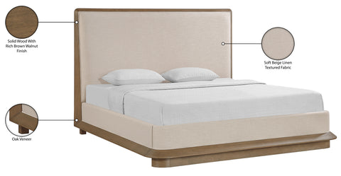 Tessa Brown Fabric Upholstered King Bed, 1 Piece