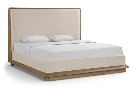 Tessa Brown Fabric Upholstered King Bed, 1 Piece
