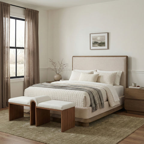 Tessa Brown Fabric Upholstered King Bed, 1 Piece