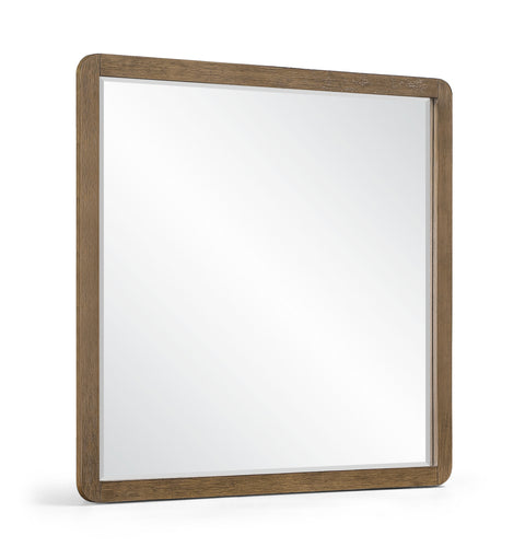 Tessa 42" Brown Oak Veneer And Solid Wood Frame Mirror, 1 Piece