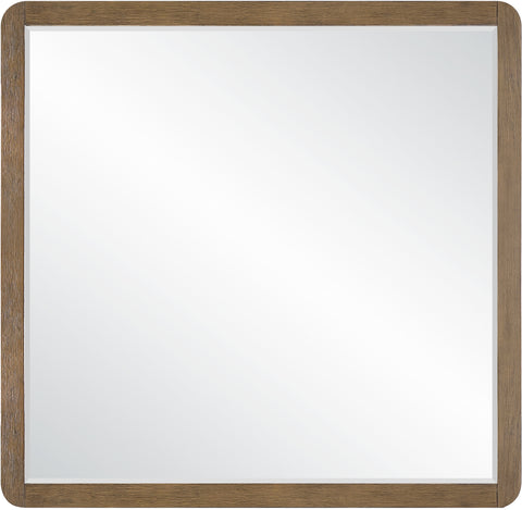 Tessa 42" Brown Oak Veneer And Solid Wood Frame Mirror, 1 Piece