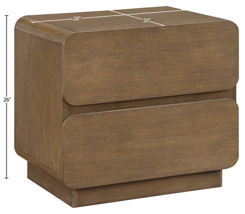 Tessa 28" Brown Solid Wood And Oak Veneer Nightstand, 1 Piece