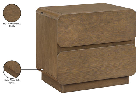 Tessa 28" Brown Solid Wood And Oak Veneer Nightstand, 1 Piece