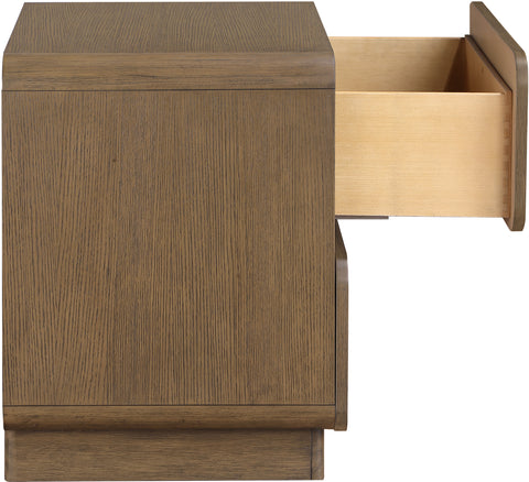 Tessa 28" Brown Solid Wood And Oak Veneer Nightstand, 1 Piece