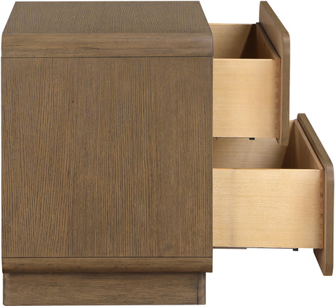 Tessa 28" Brown Solid Wood And Oak Veneer Nightstand, 1 Piece